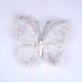 Juego de 6 mariposas peludas blancas de 9"