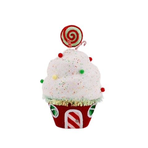 Cupcake de Caramelo Salpicado Rojo y Blanco de 13"