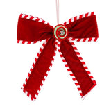 12" Adorno de Lazo de Caramelo de Menta de Terciopelo Rojo