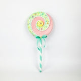 24" Pink & Green Swirl Lollipop Pick Set Of 4