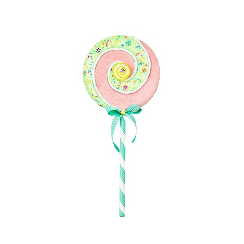 24" Pink & Green Swirl Lollipop Pick Set Of 4