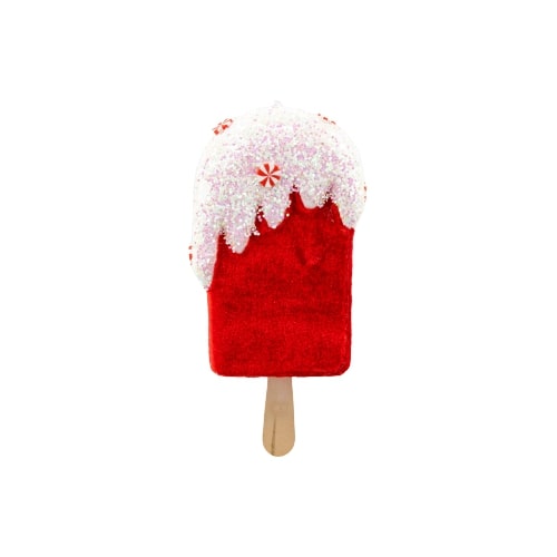 Juego de 6 adornos de helado rojo y blanco de 7"
