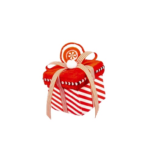 6" Red & White Peppermint Candy Gift Box Ornament Set Of 6