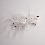 10" White Glitter Peacock Clip Set Of 2