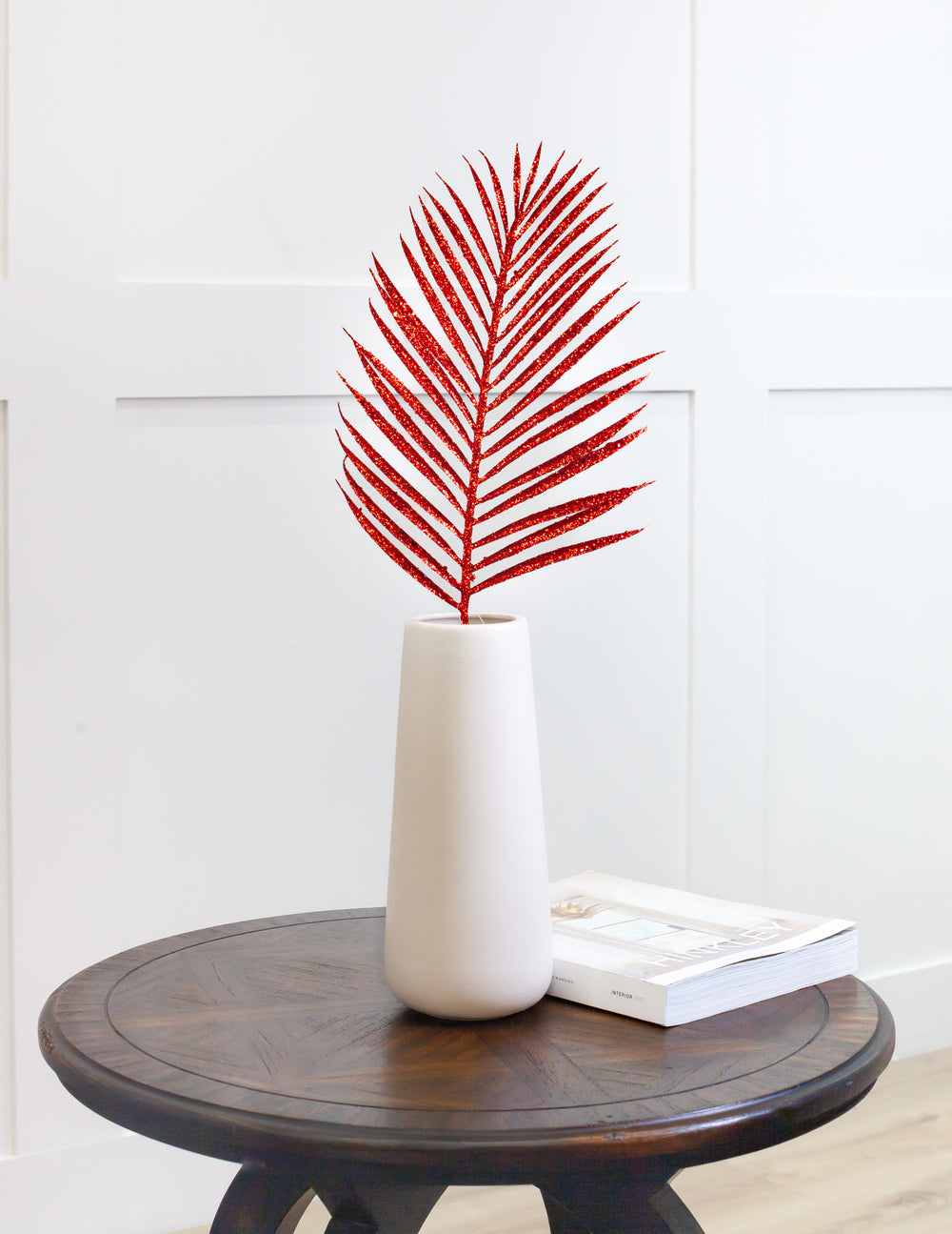 24" Glitter Palm Leaf Stem Set Of 12