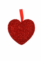 7" Red Heart Ornament Set Of 6