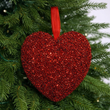 7" Red Heart Ornament Set Of 6