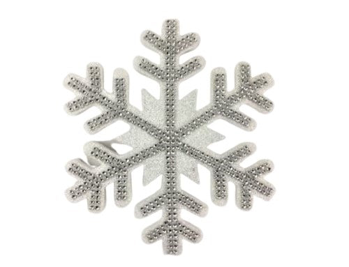 Juego de 2 adornos de copo de nieve blancos y plateados de 27,9 cm