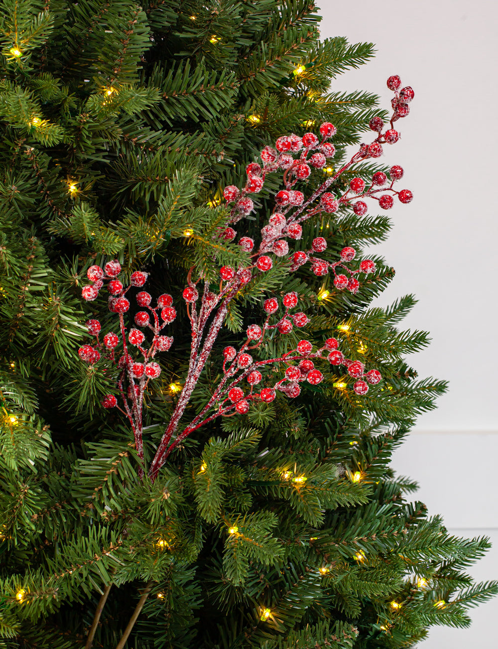 30" Red Iced Berry Branch Set Of 6