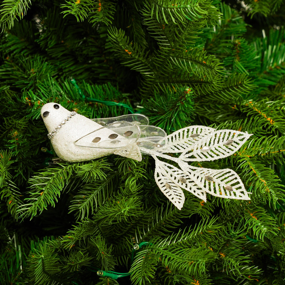 8" White & Silver Jewel Bird Set Of 4