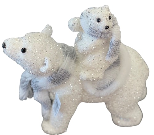 11" Momma Polar Bear & Cub With Scarves