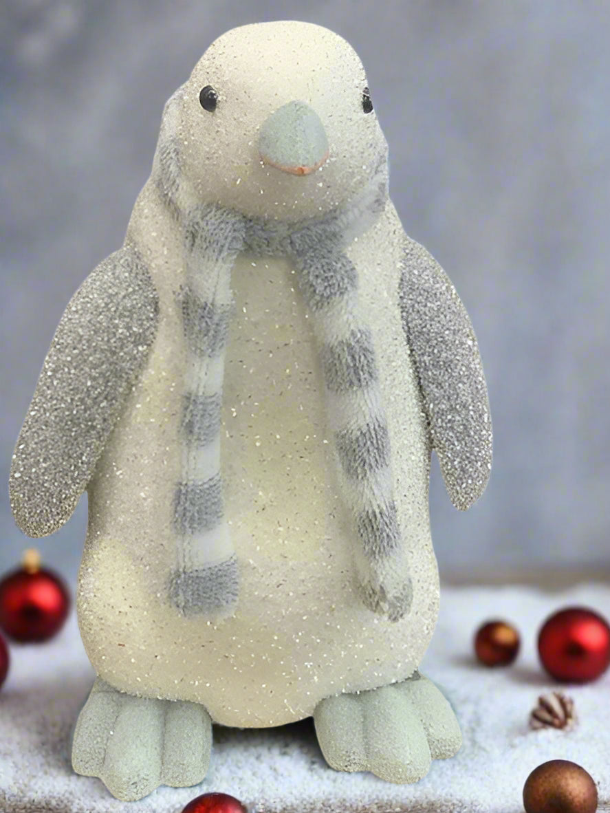 10" Icy White & Grey Penguin