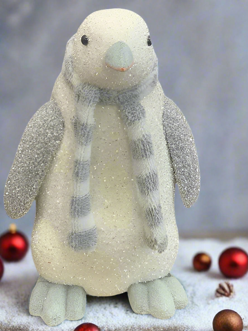 10" Icy White & Grey Penguin