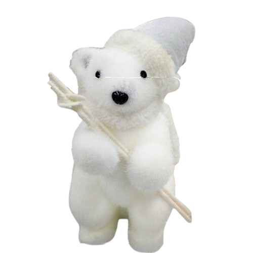 Oso polar blanco de 14" con gorro de Papá Noel blanco