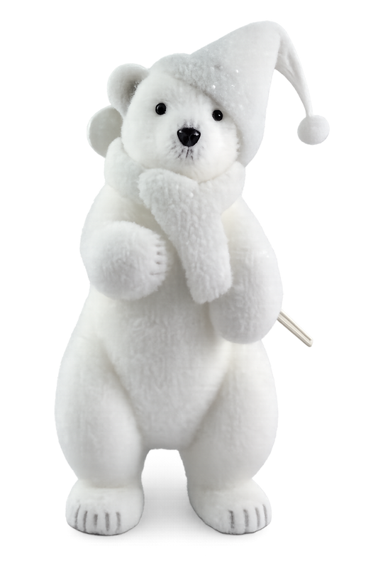Oso polar de 17" con gorro de Papá Noel blanco