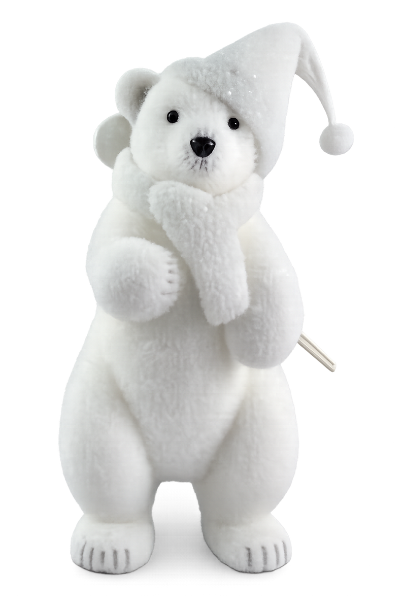 Oso polar de 17" con gorro de Papá Noel blanco