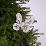 6" White Glitter Butterfly Set Of 6