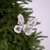 6" White Glitter Butterfly Clip Set Of 6