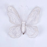 6" White Glitter Butterfly Set Of 6