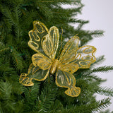 8" Gold Glitter Butterfly Set Of 6