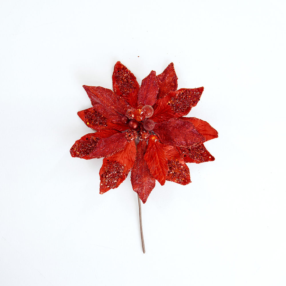 10" Red Poinsettia Clip Set Of 4