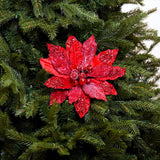 10" Red Poinsettia Clip Set Of 4