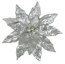 10" Silver Poinsettia Clip Set Of 6