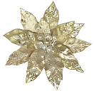 10" Light Gold Poinsettia Clip Set Of 6