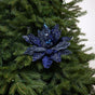 10" Midnight Blue Poinsettia Clip Set Of 6