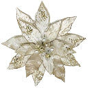 10" Champagne & Gold Poinsettia Clip Set Of 6