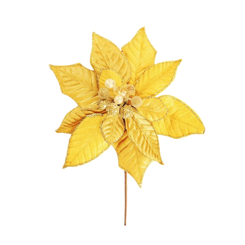 11" Velvet Poinsettia Clip Set Of 6