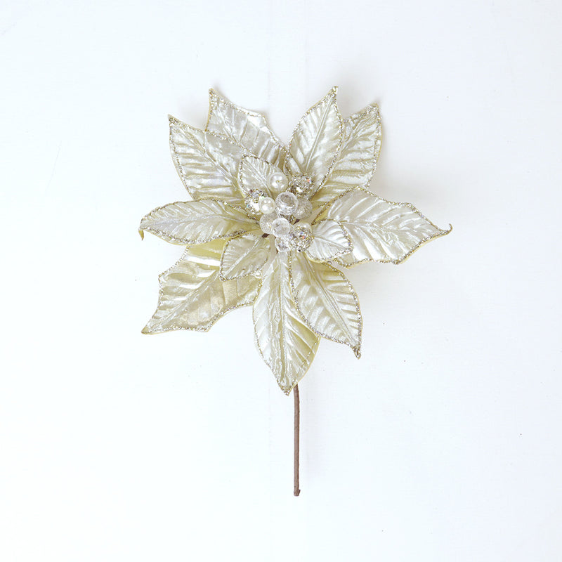 11" Velvet Poinsettia Clip Set Of 6