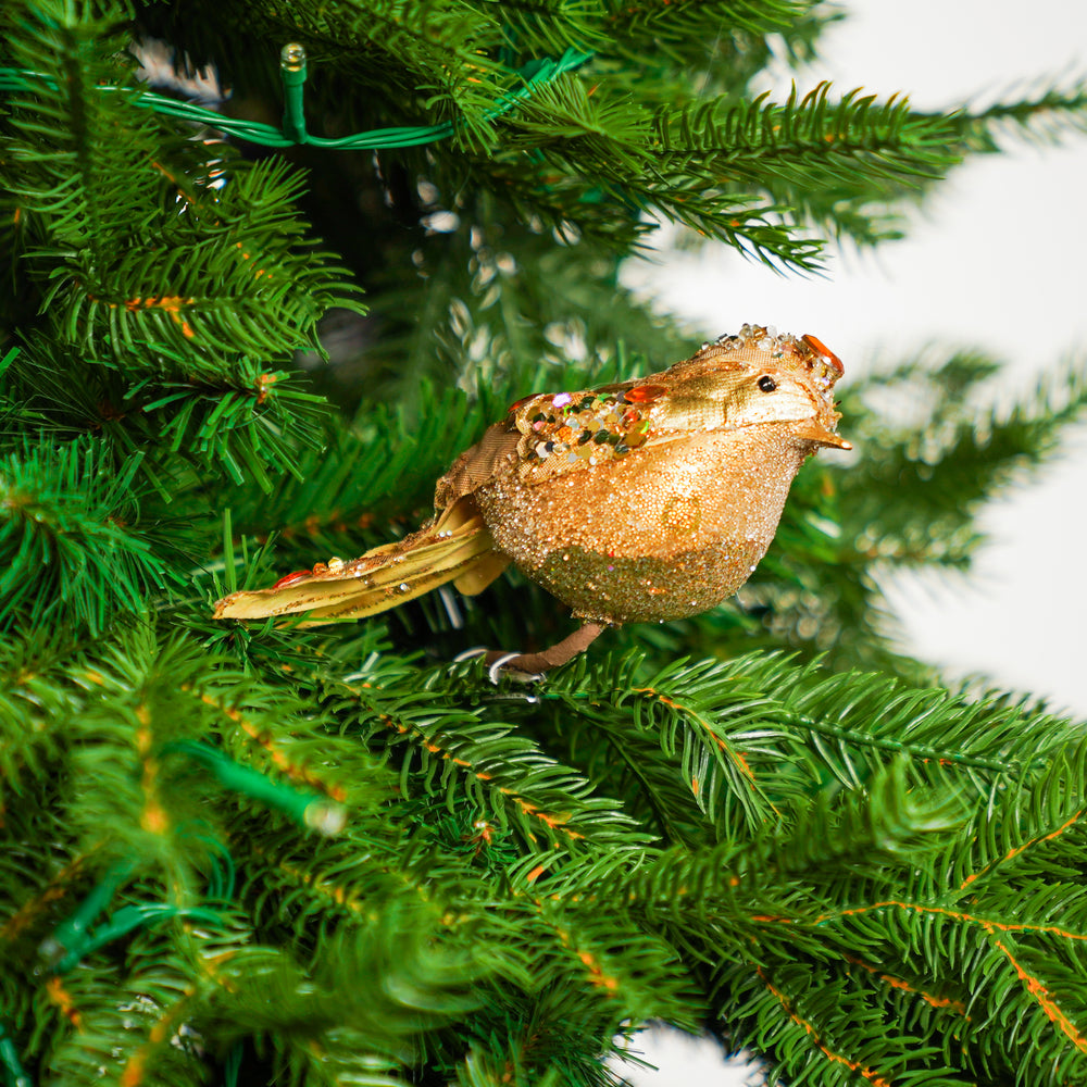 6" Gold Jeweled Bird Clip Set Of 6