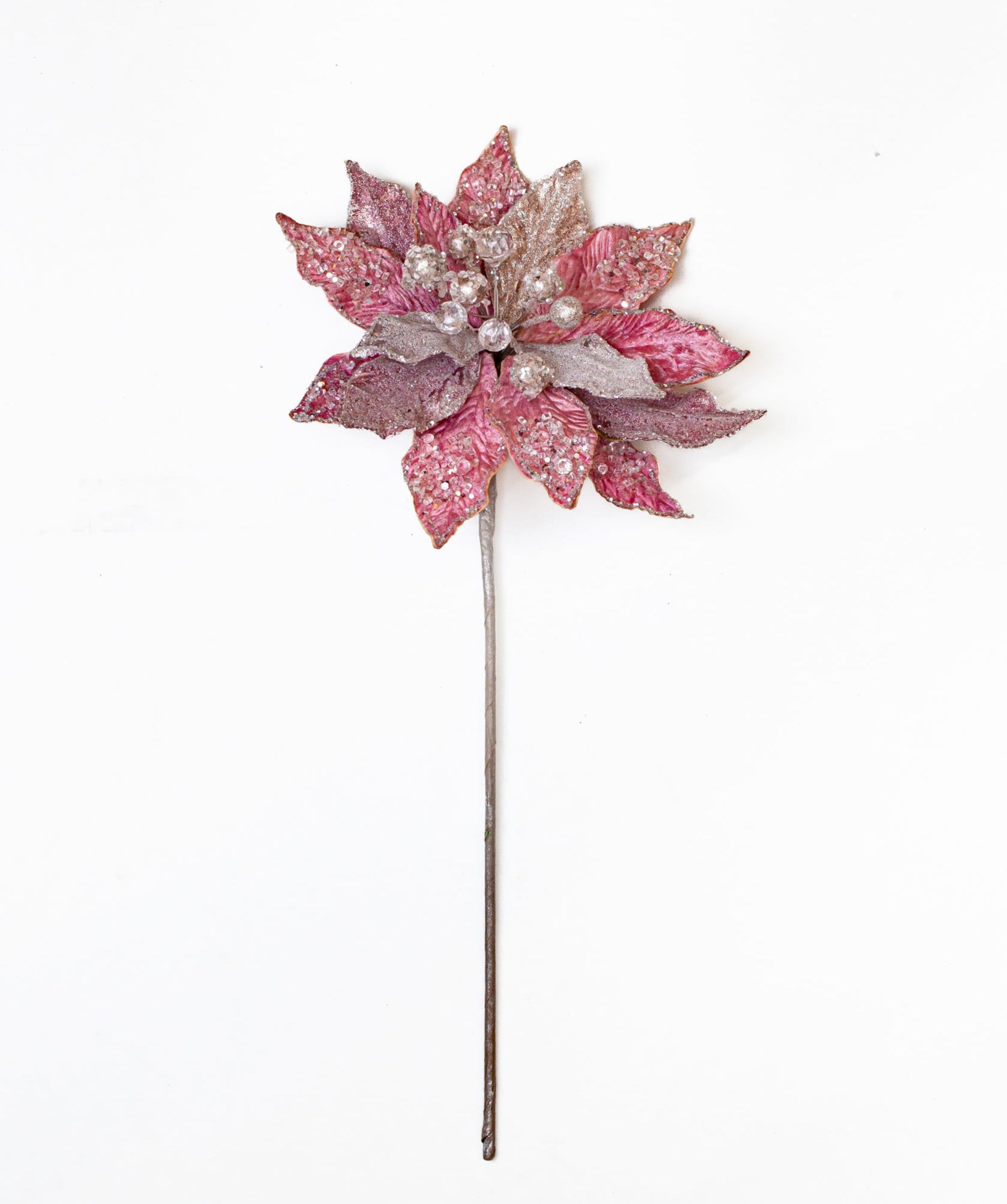 18" Icy Poinsettia Stem Set Of 6