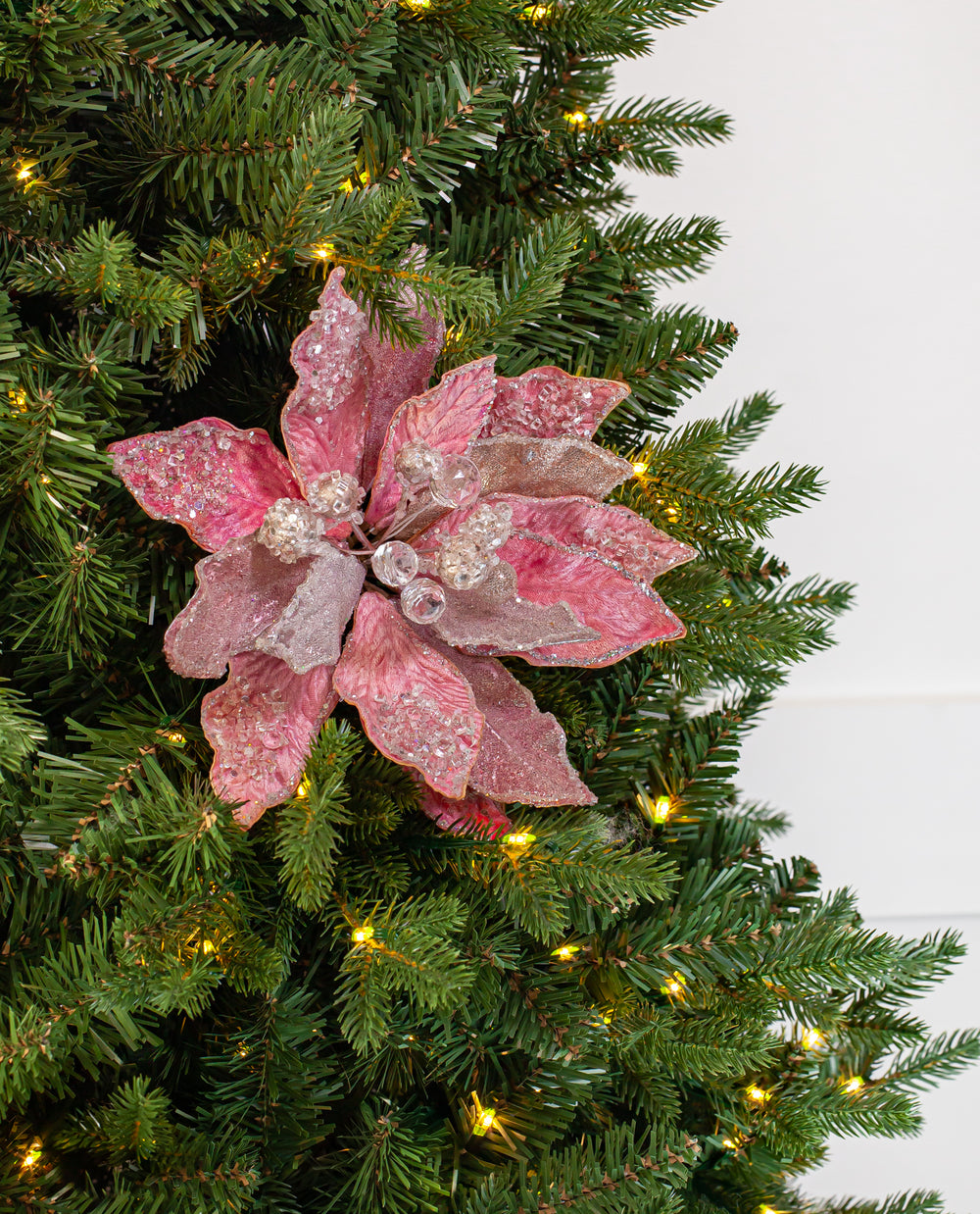 18" Icy Poinsettia Stem Set Of 6