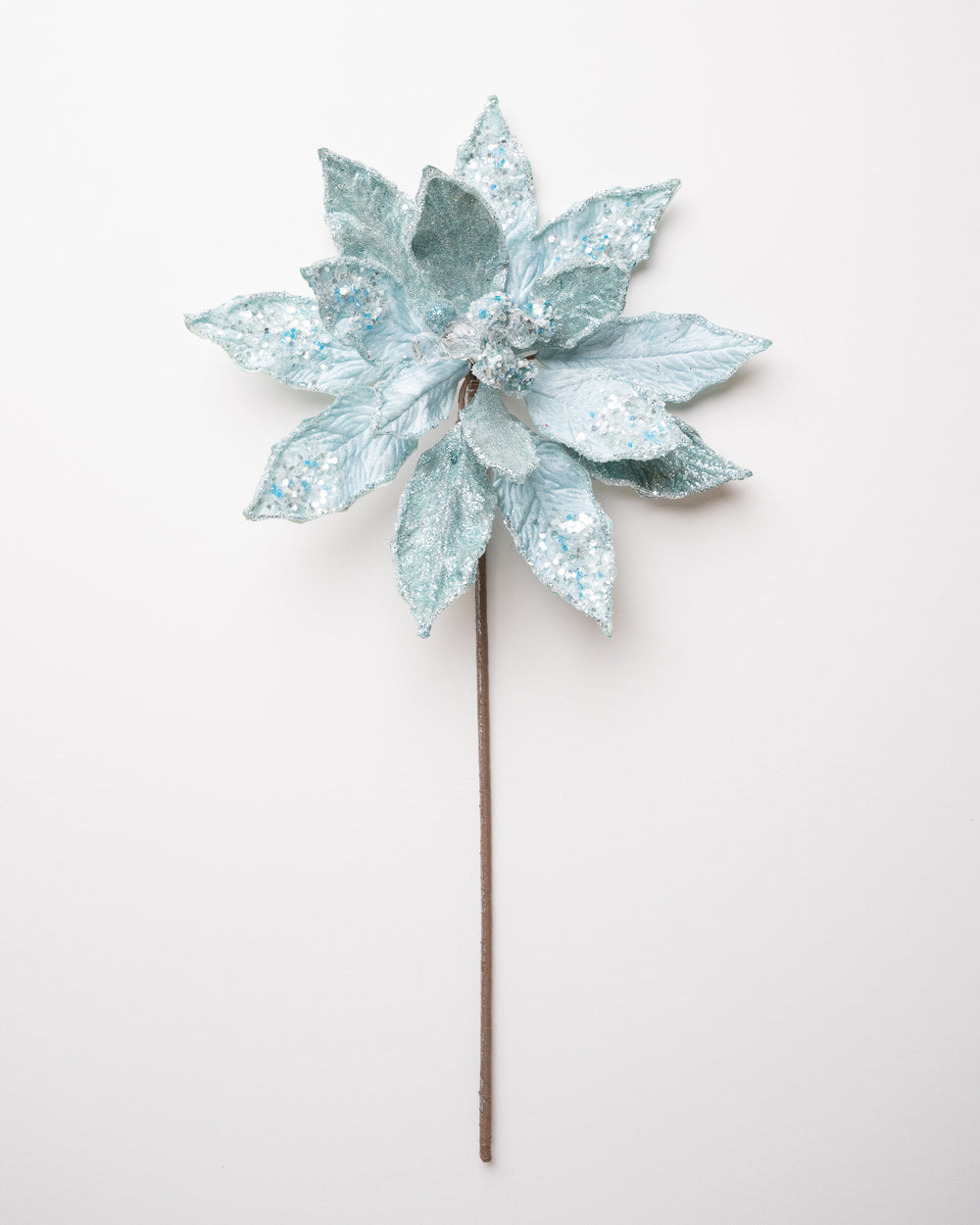 18" Icy Poinsettia Stem Set Of 6