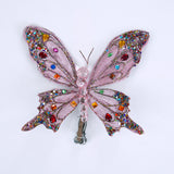 7" Multicolor Jewel Pink Butterfly Clip Set of 6