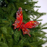 7" Multicolor Jewel Red Butterfly Clip Set Of 6