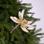 7" Ivory & Gold Dragonfly Clip Set of 6
