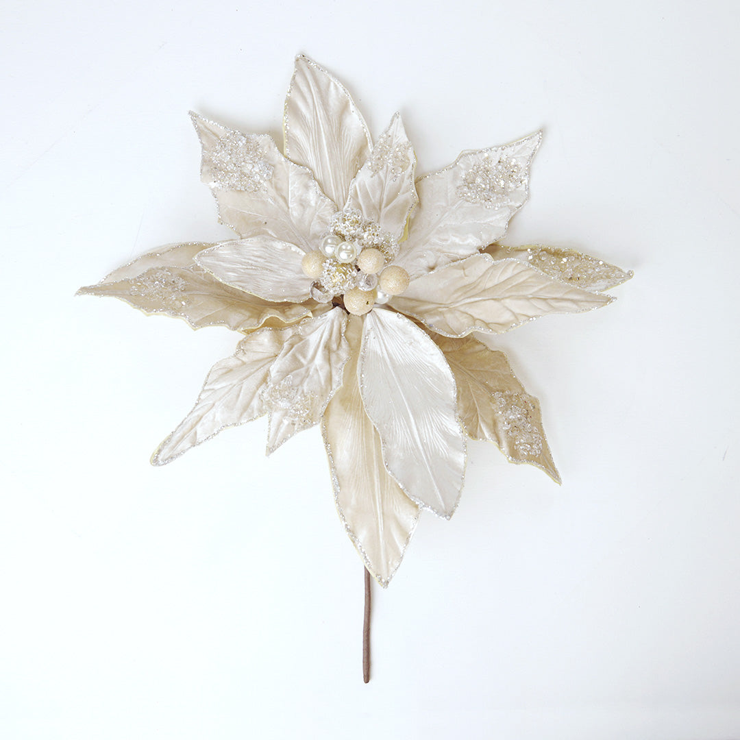 20" Light Champagne Poinsettia Set Of 2
