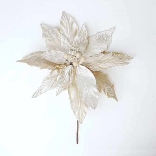20" Light Champagne Poinsettia Set Of 2