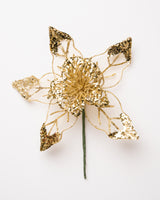 8" Mesh Glitter Poinsettia Set Of 12