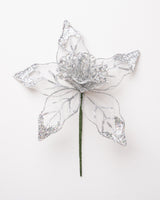 8" Mesh Glitter Poinsettia Set Of 12