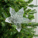 8" Mesh Glitter Poinsettia Set Of 12