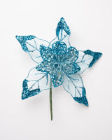 8" Mesh Glitter Poinsettia Set Of 12