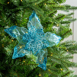 8" Mesh Glitter Poinsettia Set Of 12