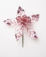 8" Mesh Glitter Poinsettia Set Of 12