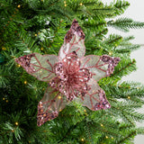 8" Mesh Glitter Poinsettia Set Of 12