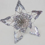 8" Mesh Glitter Poinsettia Set Of 12