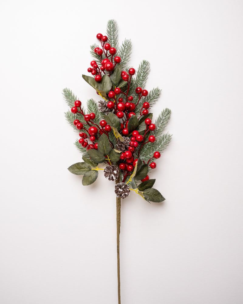 29" Red Berry With Pinecones & Leaves Set Of 6